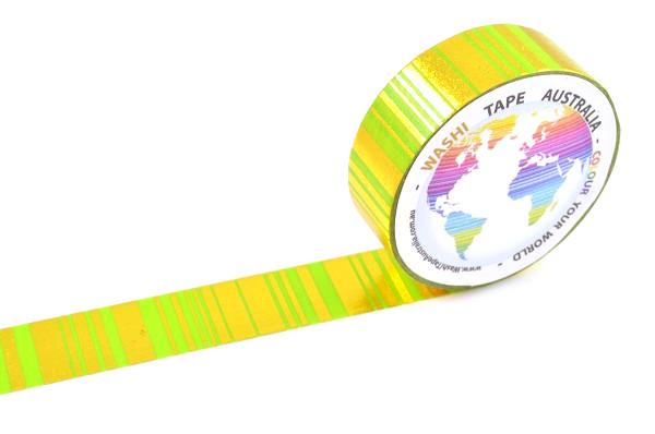 Foil Gold Stripes on Green Washi Tape Australia
