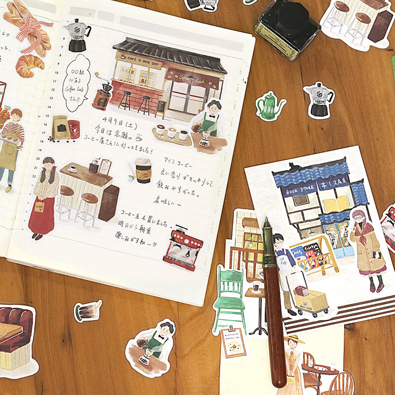 Coffee Shop (Little Shop series) - Textured Linen Stickers