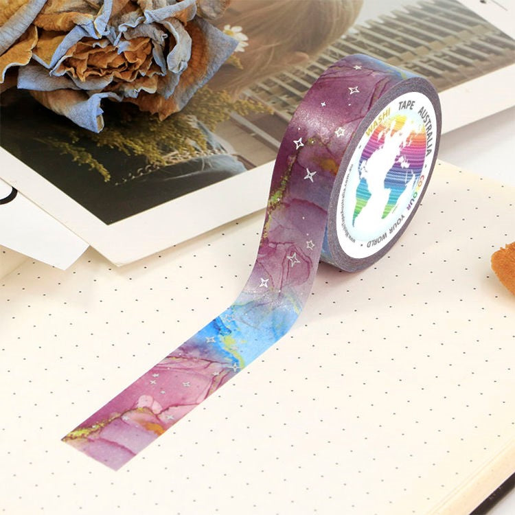 Rose Red Blue Galaxy - Foil Washi Tape