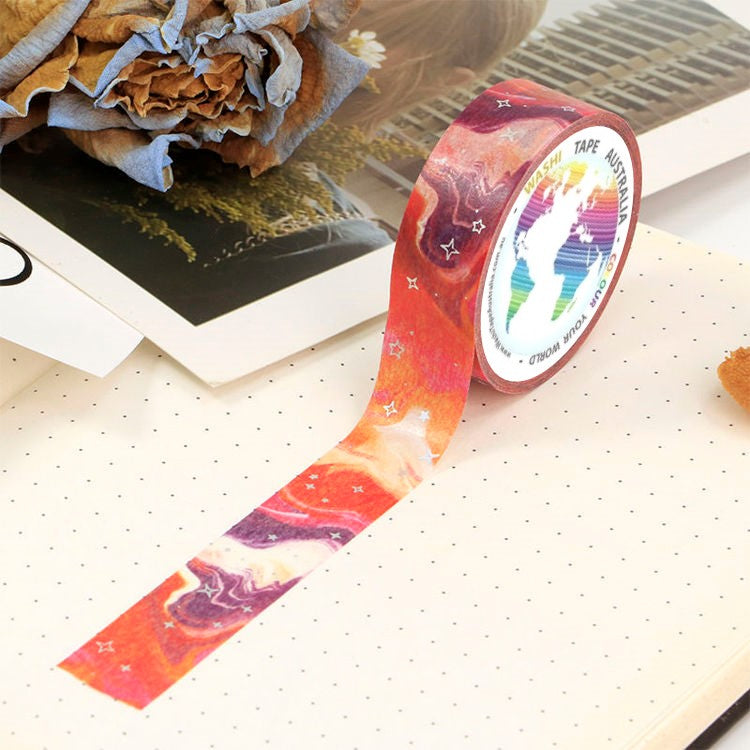 Orange Purple Galaxy - Foil Washi Tape