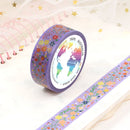 Gold Stars on Flowers - Foil Washi Tape