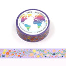 Gold Stars on Flowers - Foil Washi Tape