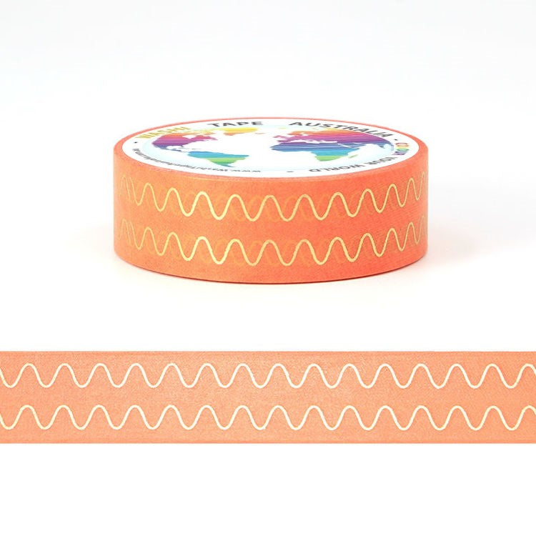 Wavy Gold Lines - Foil Washi Tape (5m)