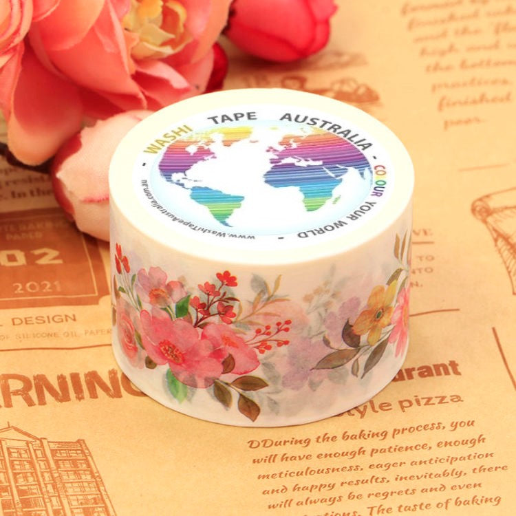 Water Colour Flowers Washi Tape (Wide 30mm)