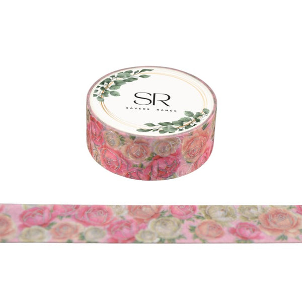 Roses on Pink - foil washi tape