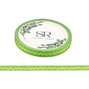 Wavy White Line on Green- Thin washi tape (5mm)