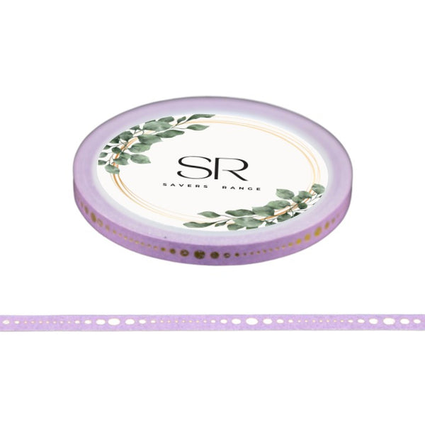 Gold Circles on Purple - Thin foil washi tape (3mm)