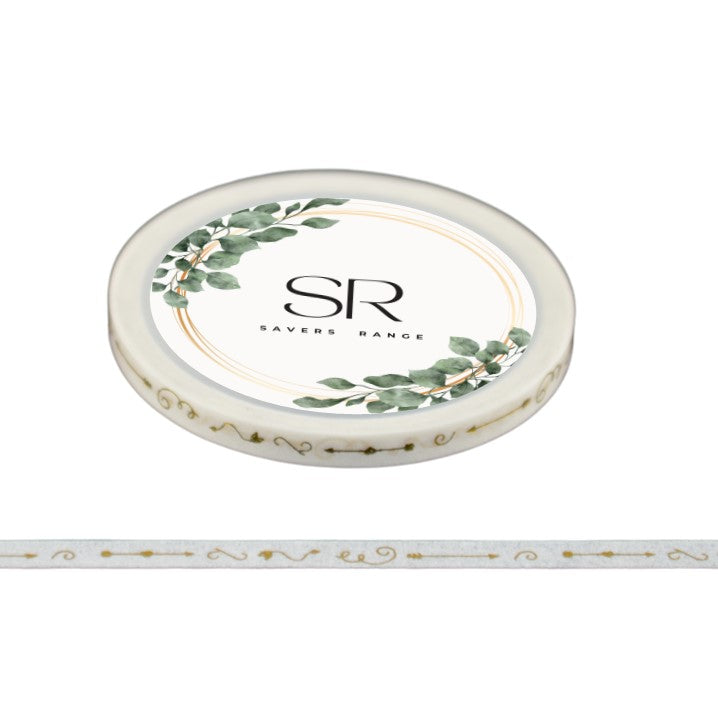Gold Arrows on White - Thin foil washi tape (3mm)