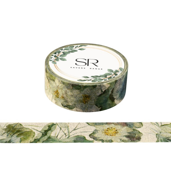 Yellow on White Blooms - Washi Tape
