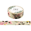 White & Pink Petals on Grey - Washi Tape