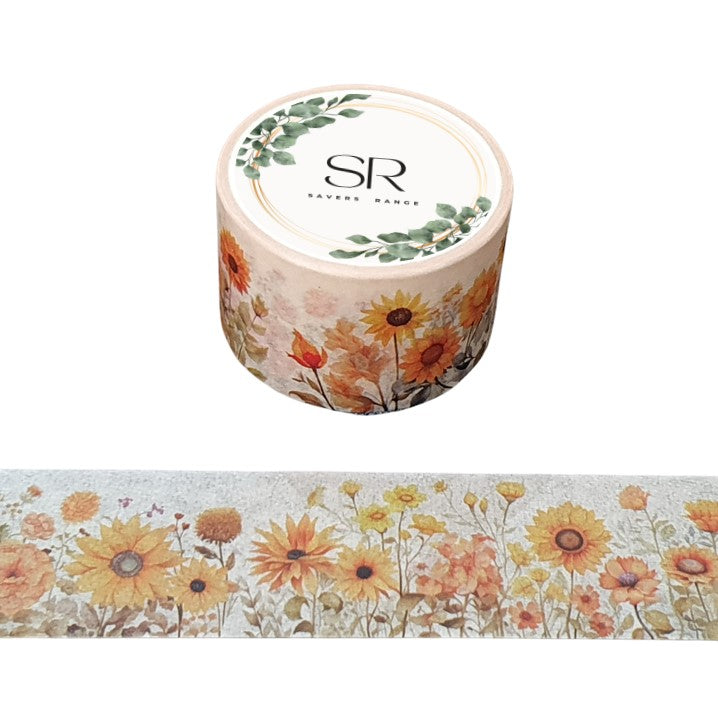 Yellow Flowers - Wide washi tape (25mm)
