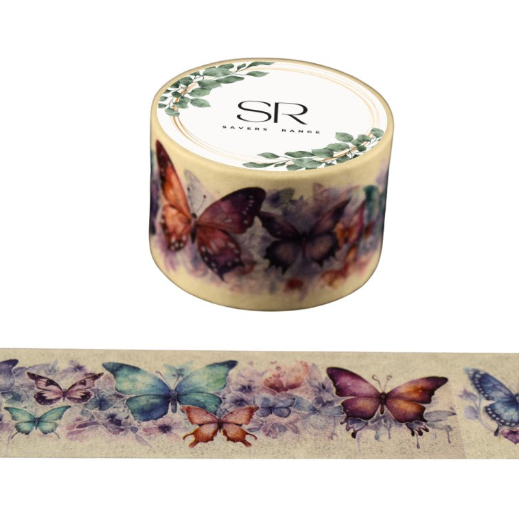 Blue & Pink Butterflies - Wide washi tape (25mm)