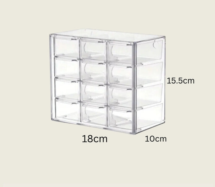 All Clear Storage Box Organiser - 12 Drawers