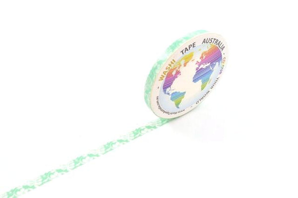 White Leaves on Green (Thin 5mm) Washi Tape Australia