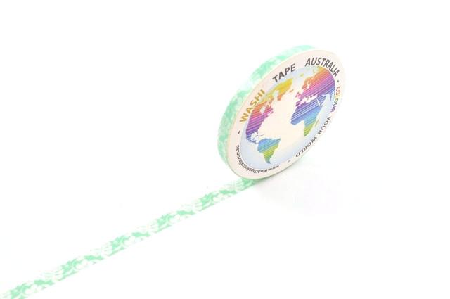 White Leaves on Green (Thin 5mm) Washi Tape Australia