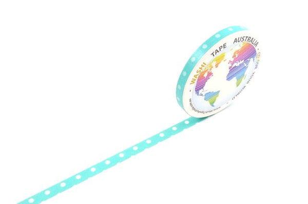 White Spots on Turquoise (Thin 5mm) Washi Tape Australia