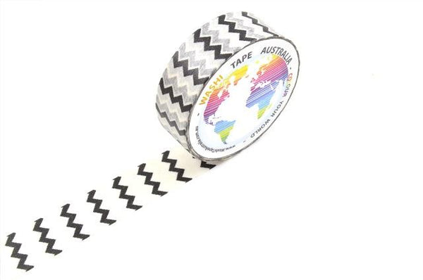 Black Chevron on White Washi Tape Australia