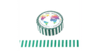 Green Stripes on White Washi Tape