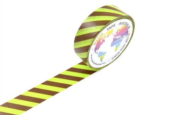 Black and Lemon Green Stripes Washi Tape Australia