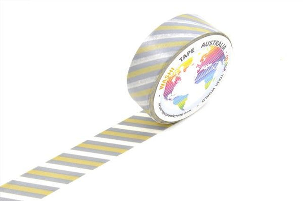 Yellow Stripes on Grey Washi Tape Australia