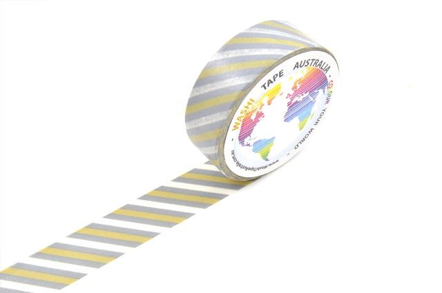 Yellow Stripes on Grey Washi Tape Australia