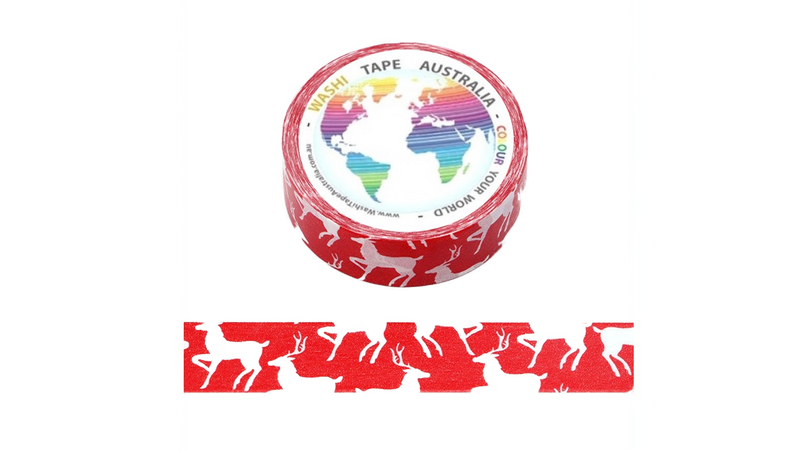 White Deers on Red Washi Tape