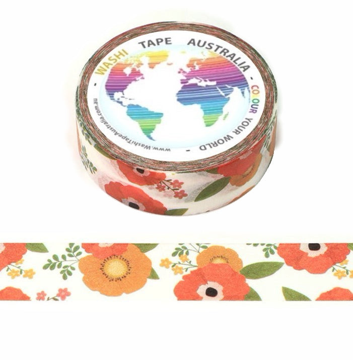 Orange Flowers Washi Tape