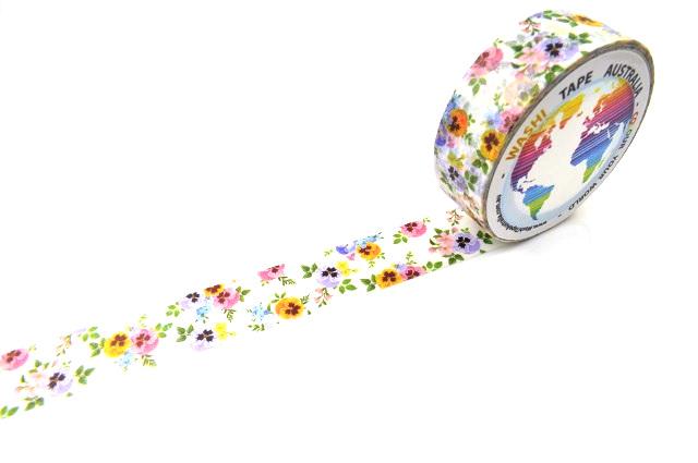 Flowers on White Washi Tape Australia