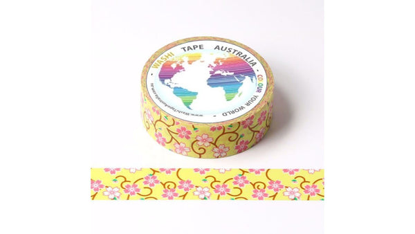 Sakura Flowers on Yellow Washi Tape Australia