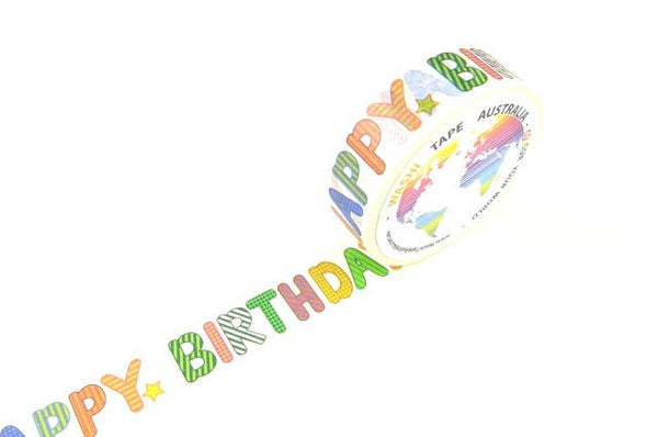 Happy Birthday on White Washi Tape Australia