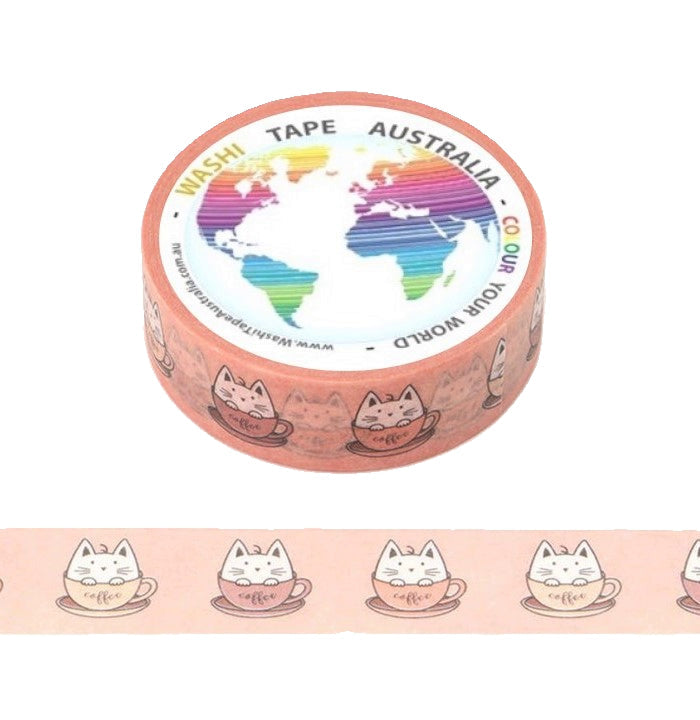 Coffee Cup Cat Washi Tape