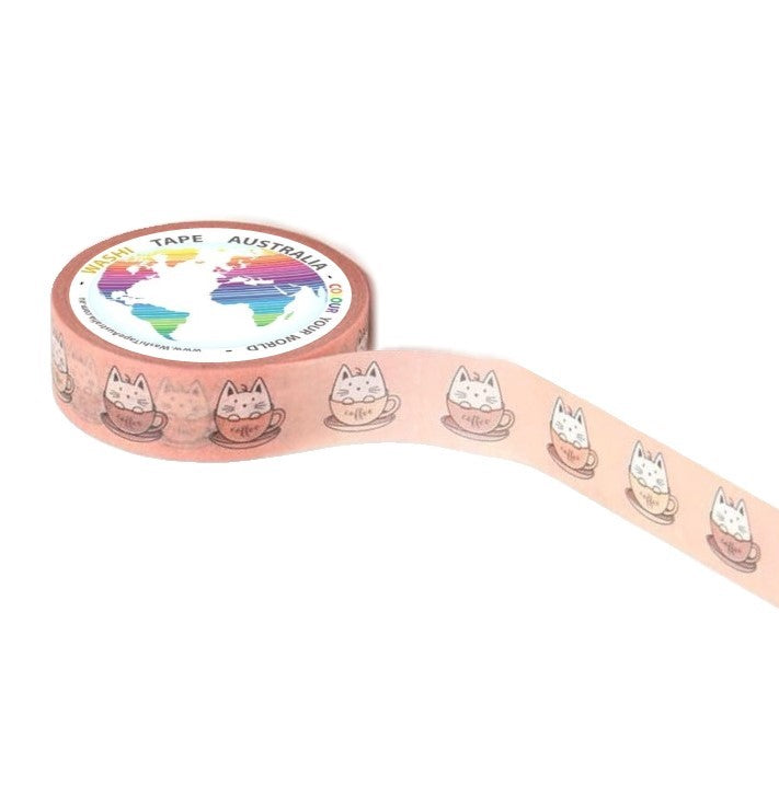 Coffee Cup Cat Washi Tape