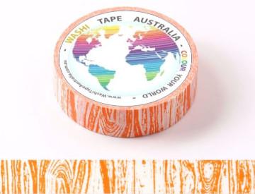 Crayon Orange Woodgrain (5m) Washi Tape Australia