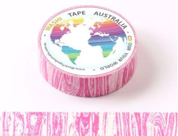 Crayon Pink Woodgrain (5m) Washi Tape Australia