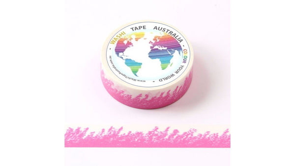 Pink Crayon Wheat Field Border (5m) Washi Tape Australia