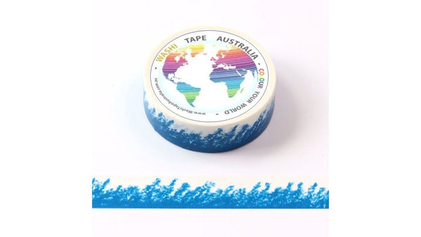 Blue Crayon Wheat Field Border (5m) Washi Tape Australia