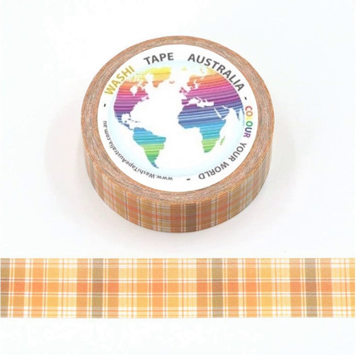 Orange Tartan Grid Washi Tape