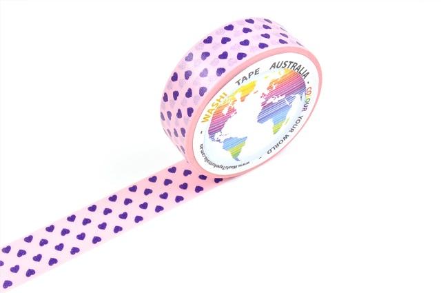 Purple Hearts on Pink Washi Tape Australia