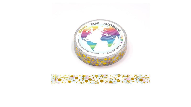 Foil Gold  Flowers  (10mm) Washi Tape Australia