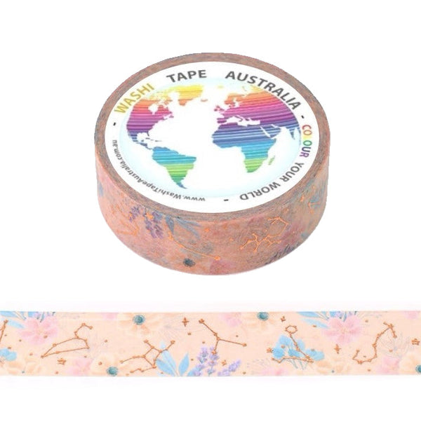Pink Floral Constellations - Foil Washi Tape