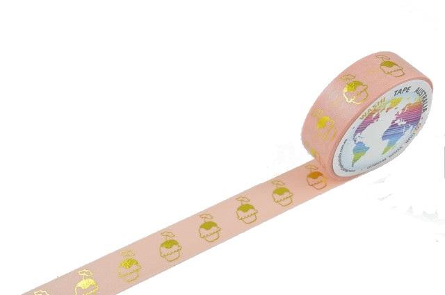 Foil Gold Cupcakes on Pink Washi Tape Australia