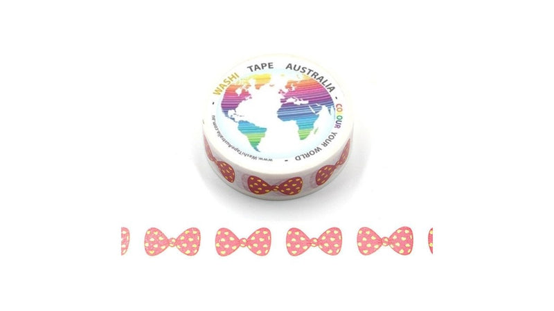 Foil Gold hearts Red Bowties (5m) Washi Tape Australia