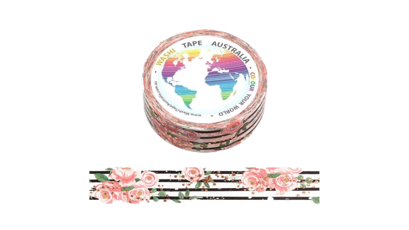 Foil Pink Roses Washi Tape