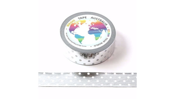 Foil White Spots on Silver Washi Tape