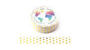 Foil Gold Spots on White Washi Tape