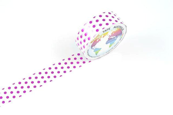 Foil Pink Spots on White Washi Tape Australia