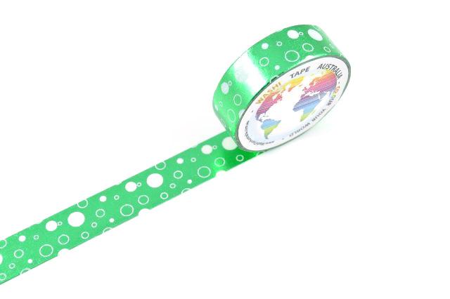 Foil White Spots on Green Washi Tape Australia