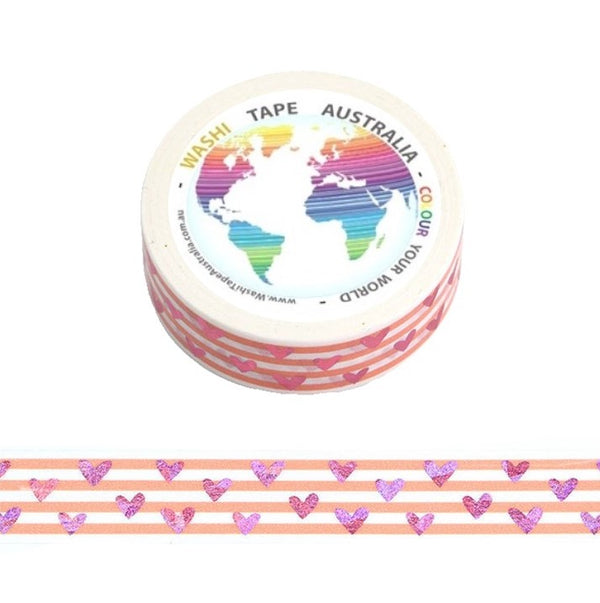 Hot Pink Hearts - Foil Washi Tape