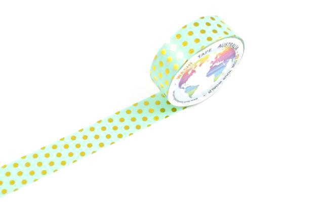 Foil Gold Spots on Green Washi Tape Australia