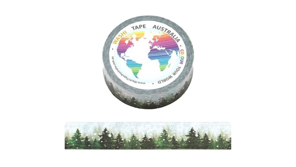 Foil Silver Holographic Snow Pines Washi Tape